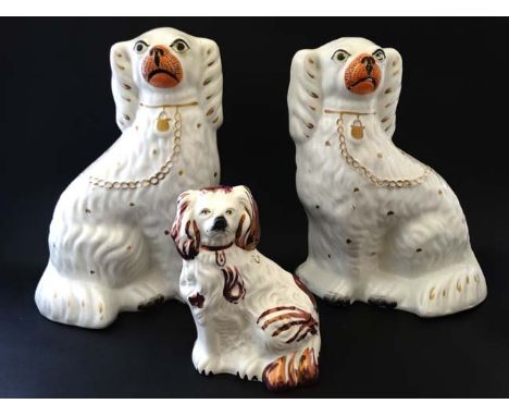 A rare Beswick  ' Old Staffordshire Dog ' Spaniel Mantel Dog in white with pink lustre colourway , number 1378-6 , bears impr