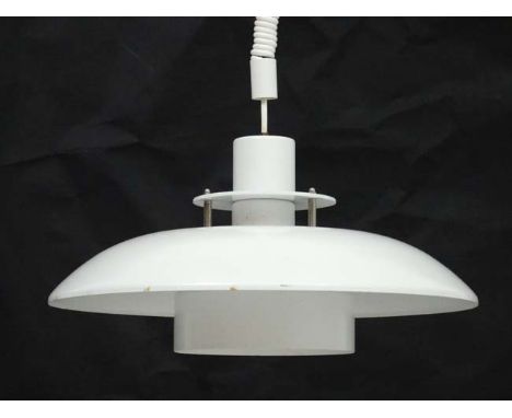 Vintage Retro : a Danish Pendant lamp / light ( rise and fall )   of  white livery, model Type 78.846 , made by ALUX , signed