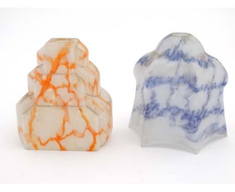 Two Art Deco glass light shades. The tallest approx 7" high  CONDITION: Please Note -  we do not make reference to the condit