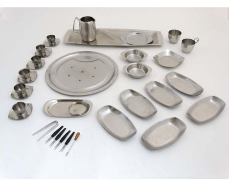 Vintage Retro : an assortment of ' Inox' , 'Nutbrown '  , Stainless Steel etc items to include coasters, nut dishes, carving 
