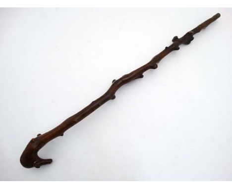 A 19thC root stock walking stick.  35 1/2" high  CONDITION: Please Note -  we do not make reference to the condition of lots 