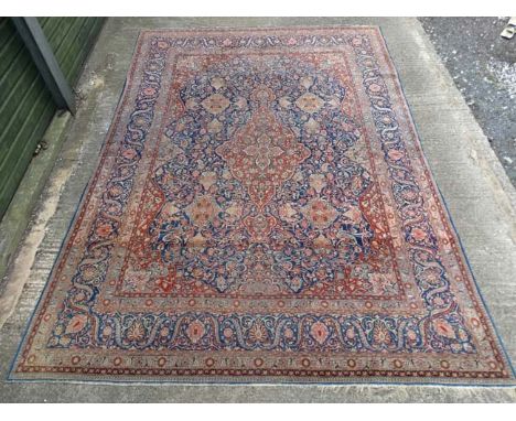 Carpet / Rug:  A fine Persian Keshan silk? carpet with a multitude of colours and designs also tightly woven 147" long x 100 