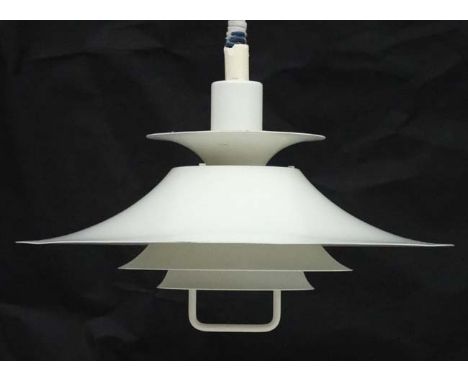 Vintage Retro : a Danish Pendant lamp / light   ( Rise and Fall ) of white livery made by Frandsen , model number ' 1033-P ' 
