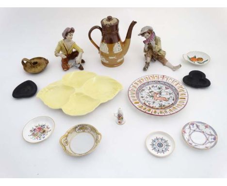 A collection of assorted ceramics to include two Sureda, hand painted figures, a c1903 Royal Worcester 'Rosemary Pattern Dish