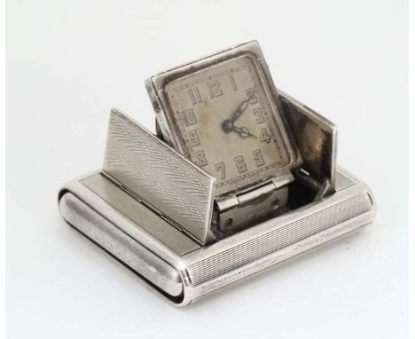 Art Deco : Tavannes Watch Co , a silver rectangular double door purse watch marked ' 0.925 ', ' Brevete Depose ' , case no. 8