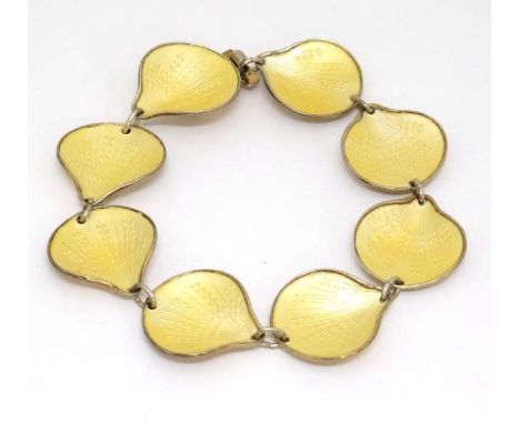Scandinavian Jewellery : A silver gilt bracelet with yellow guilloche enamel decoration. Marked ' Norway Sterling 925 S' and 