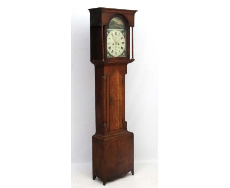 Longcase clock : ' J Sharpe , Stamfordham ' c. 1858 , an 8 day painted breakarch 13" dial Grandfather clock , striking on a b