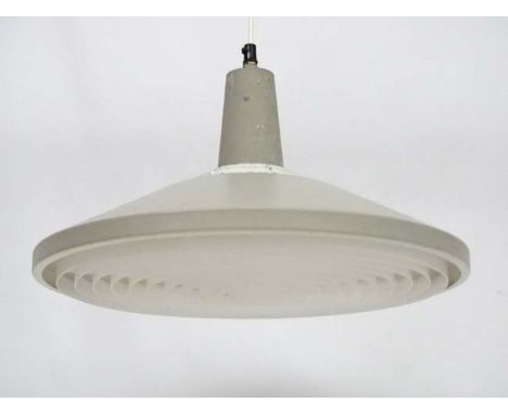 Vintage Retro : a Danish Fyns- Plan Pendant lamp / light   of grey and white livery with white plastic diffuser under , made 