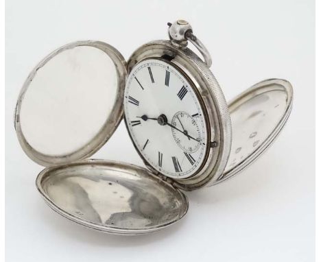 H M Silver Fusee Hunter Pocket Watch : a signed ' M Jacobson Glasgow 22926 ' Key Wind full Hunter pocketwatch with Roman nume