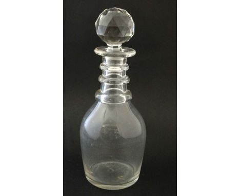 A 19thC three ring decanter . The whole approx 10" high  CONDITION: Please Note -  we do not make reference to the condition 