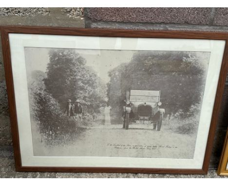 A large scale framed and glazed Bristol Austin 7 Club print dedicated 'To the landlord of the Swan, in appreciation of many h