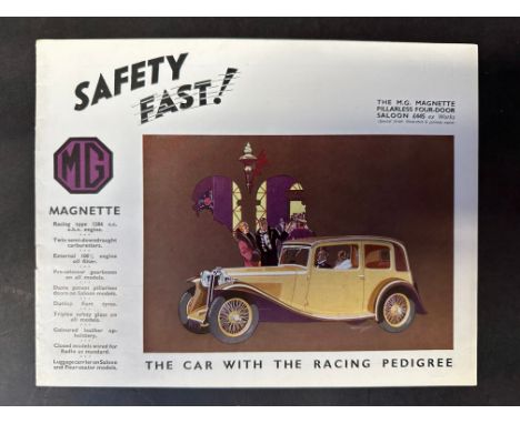 An MG K Magnette brochure, 1933, eight pages.