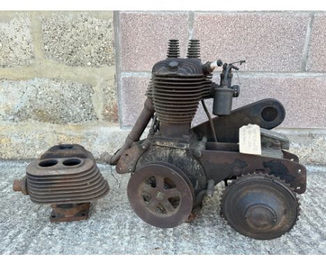 A Matchless 350 SV motorcycle engine and spare block, Model L, by repute turns over.