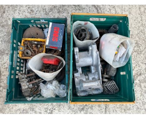 Two boxes of Ariel Arrow/Leader engine and gearbox spares. 