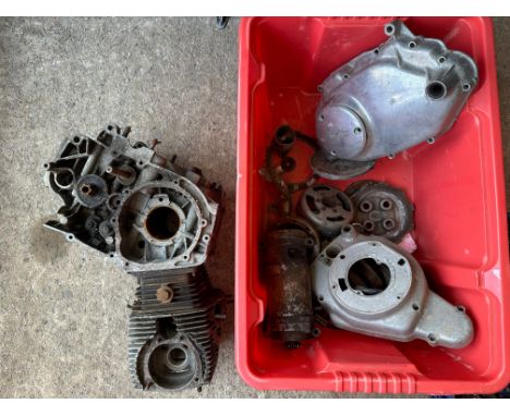 A box of mechanical parts and a Honda engine, completeness unknown.