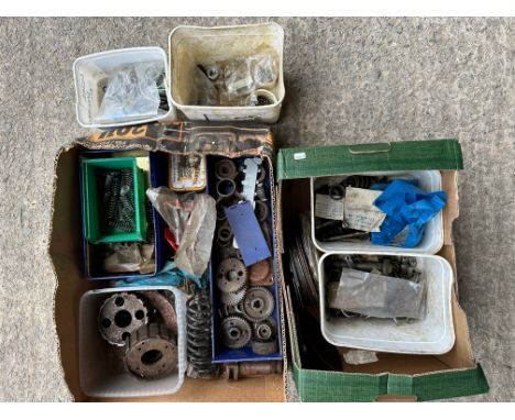 A box of BSA engine and gearbox spares, various A7 valves, clutch parts etc.