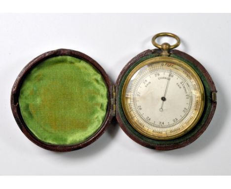 A cased early 20th century pocket barometer.