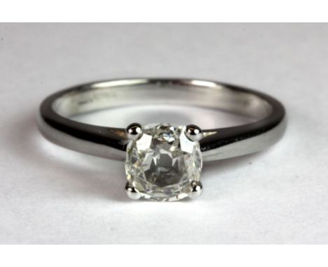 An 18ct white gold old cut diamond solitaire ring, (approx. 0.64ct)  (N).