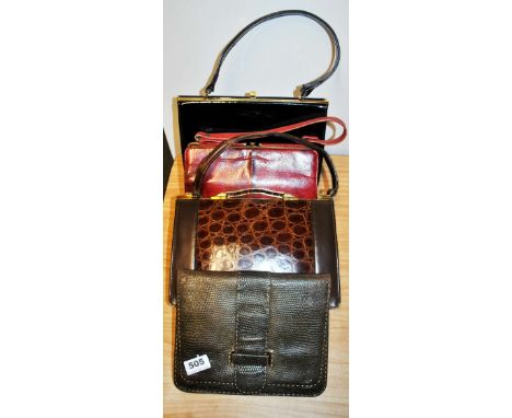 Four vintage handbags.