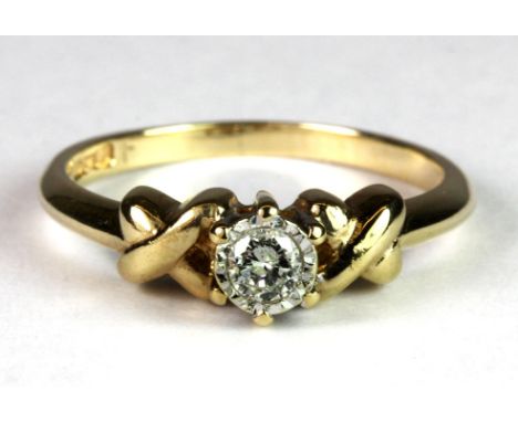 A 9ct gold diamond solitaire ring, (approx. 0.12ct diamond) (L.5).