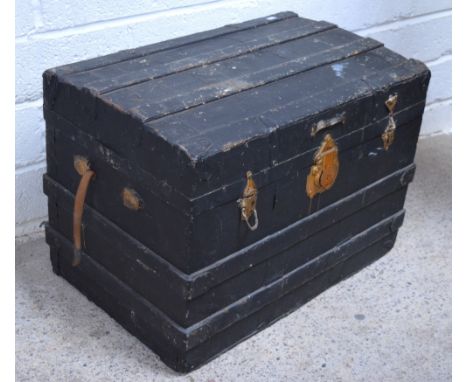 A black painted wooden trunk, length 72cm.