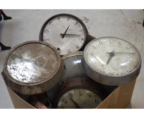 A National Time Recorder Company Ltd clocking-in clock and seven further industrial clocks in poor condition (8).