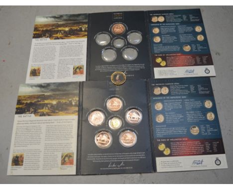 A collection of the Waterloo mint medal commemorating the Battle of Waterloo 1815-2015, to include a 14ct gold Duke of Wellin