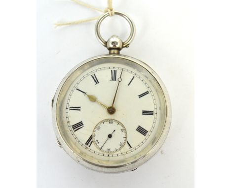 A hallmarked silver open face pocket watch, the enamel dial set with Roman numerals and subsidiary seconds hand, Birmingham 1