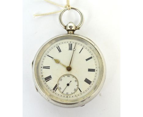 A hallmarked silver open face pocket watch, the enamel dial set with Roman numerals and subsidiary seconds hand, Birmingham 1