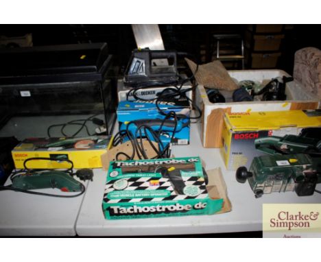 A Black &amp; Decker wallpaper stripper; a Powerbase sander and a Tachostrobe 