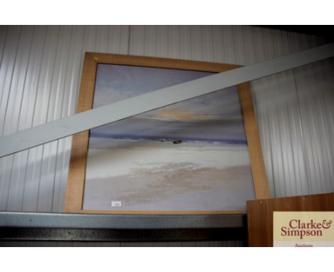 A large coloured print of a seascape 