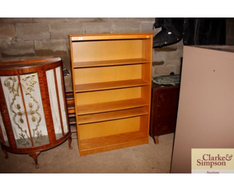 A set of modern light oak shelves 