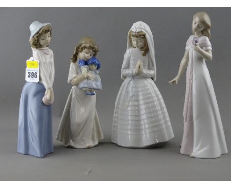 Four Nao porcelain figurines - 'Girl Praying' 0236, 'Too Cute' 1121, 'We're Sleepy' 1107 and 'Elegant Pose' 1570