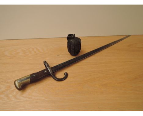 A No36M MKI British Hangrenade and a French Epee Bayonet 1878, no scabbard