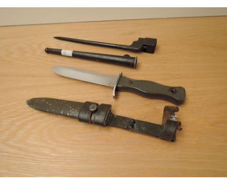 A British Bayonet for the No4 Rifle, MKII 1940 with metal scabbard along with a German Bundeswehir Army Combat Knife, HS 1970