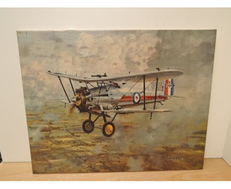 A coloured Print on Canvas after Coulson, WWI BI- Plane K-2184, 71cm x 56cm