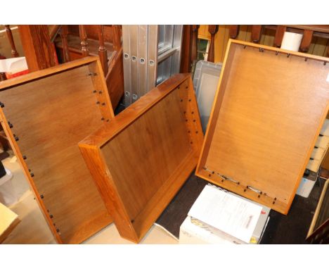 3 Timbercraft glazed wooden display cabinets ideal for displaying 1:43 scale models. A portrait style, 94cm x 53cm. Plus 2 la