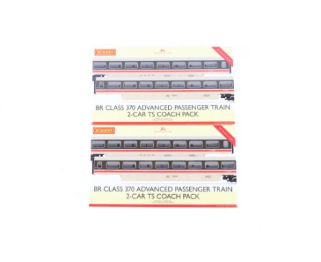 2 Hornby Hobbies Coach Packs. BR Class 370 Advanced Passenger Train 2-Car TS Coach Packs, R.40011 and R.40011A. Both boxed, w