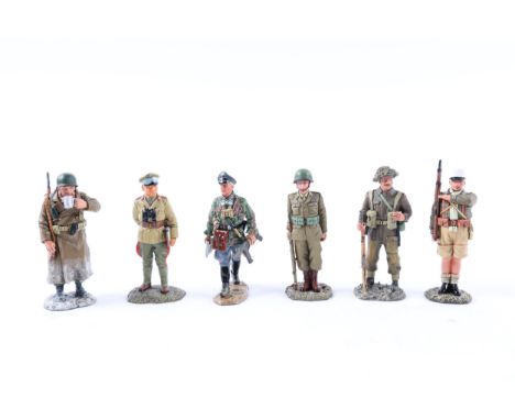 6 King &amp; Country Figures. 2x D.Day 44-  At Attention 82nd Trooper DD81 and a British Infantryman DD173. German Forces 194