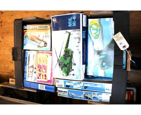 27 Aviation related model kits all 1:72 scale. includes planes and helicopters by various manufactures, Airfix, Revell, Itale
