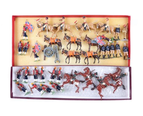 Britains and Modern Britains etc. A Mountain Artillery Set. Comprising 4 mules, gun, (in three parts) and 6 figures. Plus a r