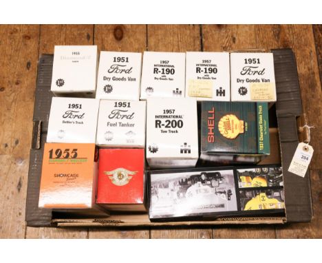 12 First Gear American Trucks. 1955 Diamond T Tanker, USA Gasoline.  2x1951 Ford F-6 Dry Goods Van, Ford Trucks and Cushman M