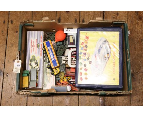 A large quantity of paly worn diecast models, Makes include Corgi, Dinky, Matchbox, Britains, Atlas, and other items. Include