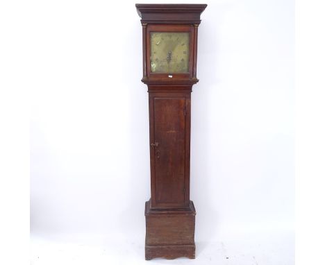 An 18th century 30 hour longcase clock, having an 11" square brass dial signed Thomas Harben Lewes, case height 198cm, no wei