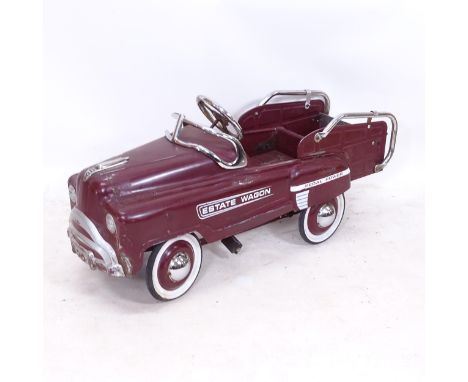 A mid-century child's toy peddle car, L107cm 