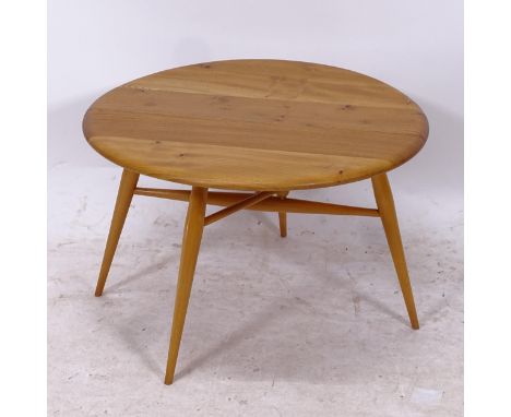 An ERCOL Windsor drop leaf coffee table in elm and beech, height 40cmGood condition 