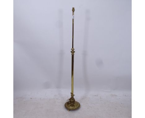 An Edwardian brass telescopic standard lamp, converted to electric 