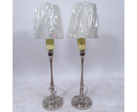 A pair of new Ralph Lauren Home table lamps and shades, model no. 161071, height including shade 88cm 