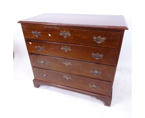 A Georgian mahogany chest of 4 long drawers, on bracket feet, W110cm, H97cm, D57cm 
