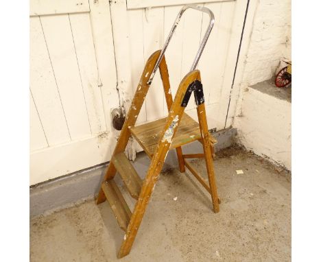 A pine step ladder 